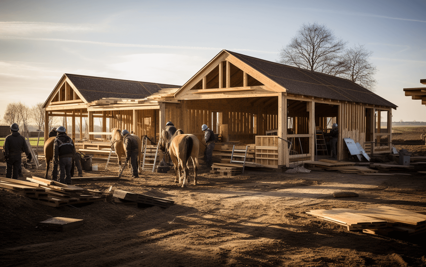 builders working on stables