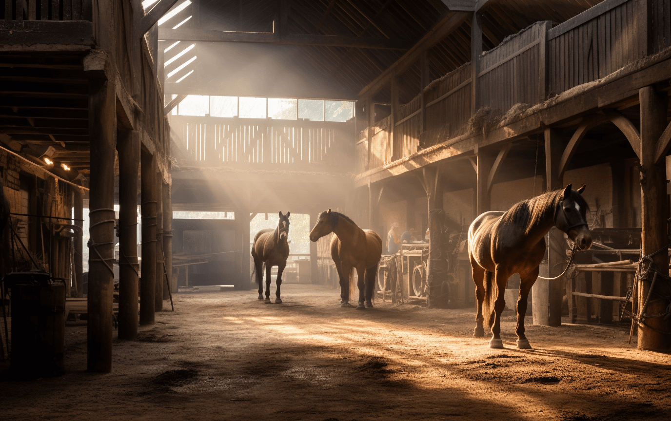 horse stable with horses